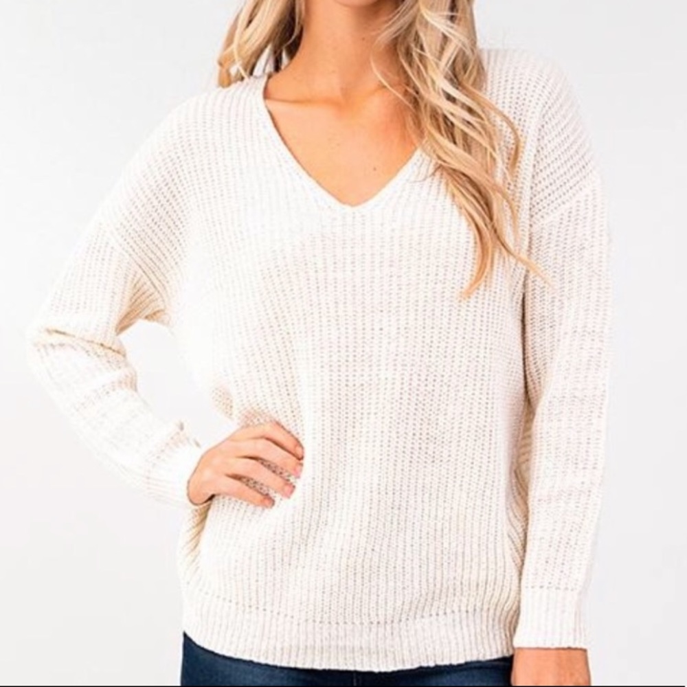 Blush Pink Twist Back Sweater